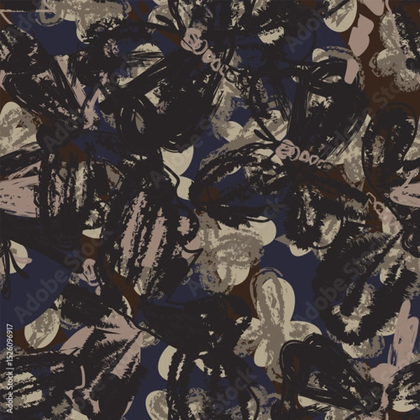 Fototapeta Neutral Colour Butterfly Abstract Brush Strokes Seamless Pattern Design