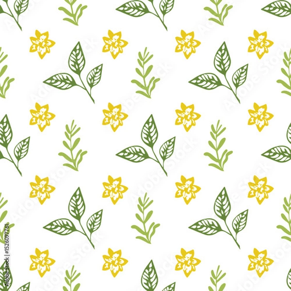 Obraz Seamless pattern with vector leaves, nature illustration. Floral illustration. Can be used for making wallpaper, fabrics and other types of products
