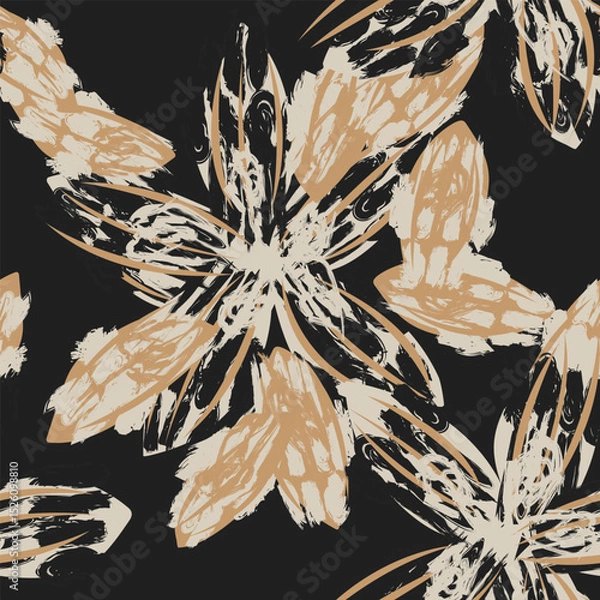 Fototapeta Neutral Colour Abstract Floral Seamless Pattern Design
