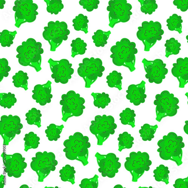 Fototapeta Broccoli seamless pattern. Vegetarian background. Bright and fun vegetable design for fabric, wallpaper, wrapping paper, or healthy food projects