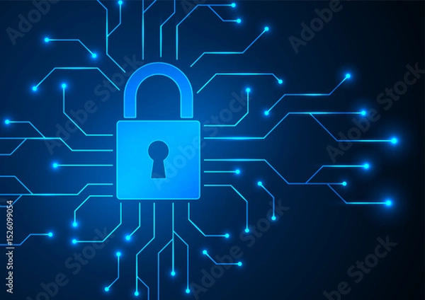 Obraz Cyber security digital background. Network technology hacker concept. Design for lock protect guard data system wireless wifi  cloud.