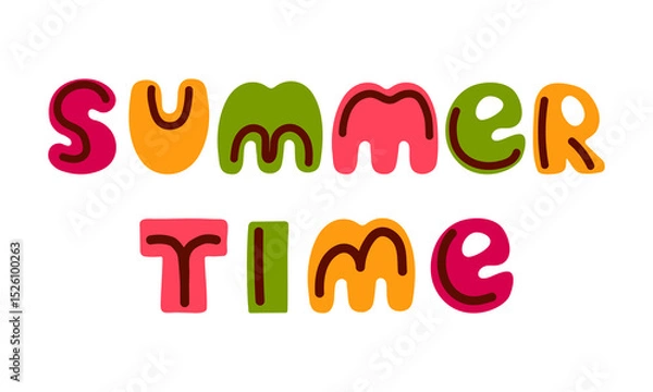 Fototapeta Summer time lettering. Simple hand drawn style. Bright words for banners, greeting cards. Typographic design
