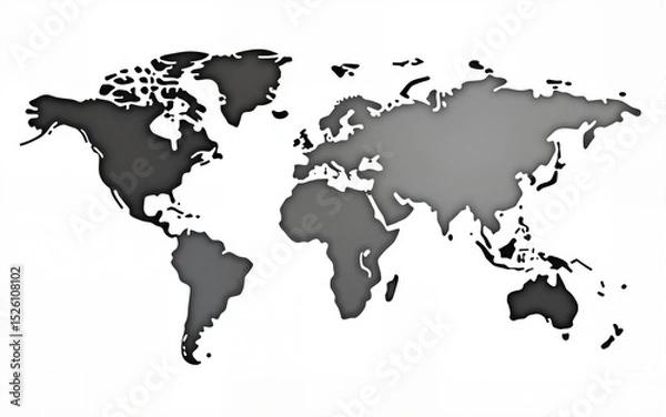 Fototapeta Political blank World Map vector illustration isolated on white background. Editable and clearly labeled layers. High quality