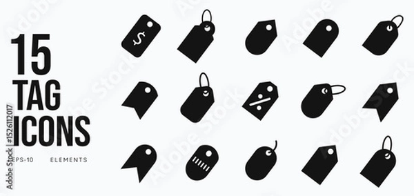 Fototapeta Set of Black Price Tag Icons Vector Illustrations Collection For Ecommerce And Design Use