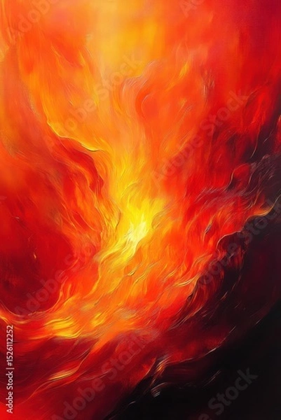 Fototapeta Abstract image of swirling intense flames with bright yellows, oranges, and deep reds conveying energy and motion