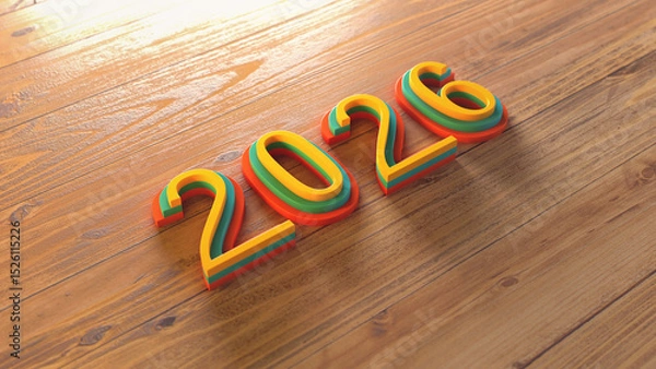 Fototapeta New Year 2026 Creative Design Concept - 3D Rendered Image