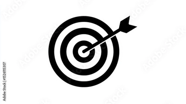 Fototapeta A clean and minimal vector illustration of an arrow hitting a target dartboard, symbolizing focus, accuracy, and goal achievement. Generative AI