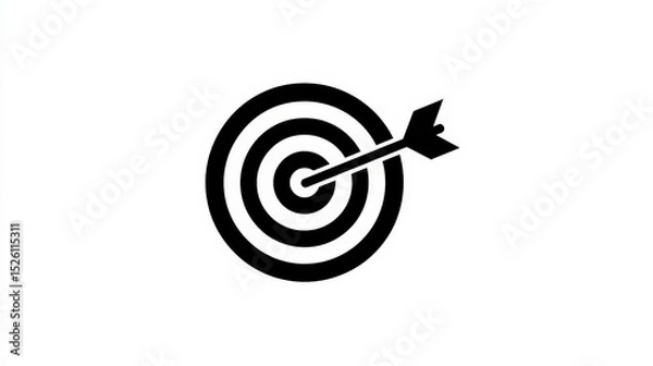 Fototapeta A clean and minimal vector illustration of an arrow hitting a target dartboard, symbolizing focus, accuracy, and goal achievement. Generative AI