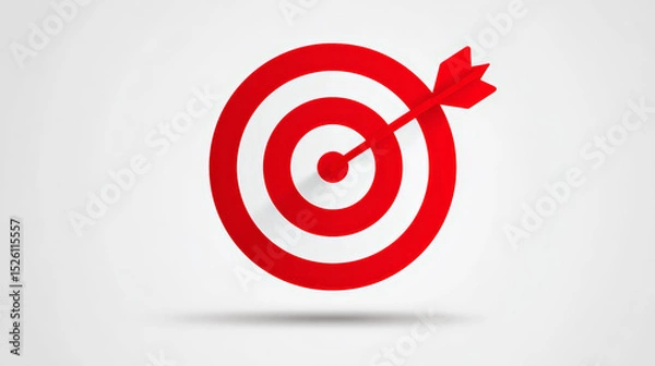 Fototapeta A clean and minimal vector illustration of an arrow hitting a target dartboard, symbolizing focus, accuracy, and goal achievement. Generative AI