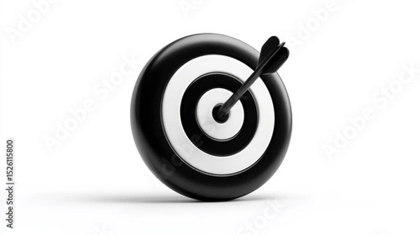 Fototapeta A clean and minimal vector illustration of an arrow hitting a target dartboard, symbolizing focus, accuracy, and goal achievement. Generative AI