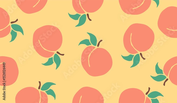 Obraz Cute peach fruits pattern background vector design