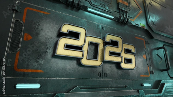 Obraz New Year 2026 Creative Design Concept with sci-fi environment - 3D Rendered Image