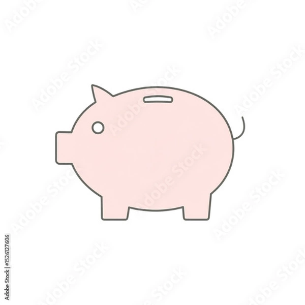 Fototapeta Minimalist illustration of a pink piggy bank with a coin slot, symbolizing savings and financial security
