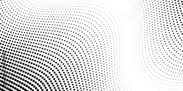 Fototapeta Monochrome gradient halftone dots background. Vector illustration.