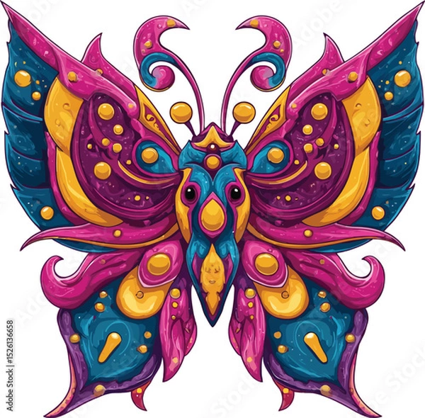 Obraz Butterfly Character Outline Design: Cute, Elegant & Creative Line Art for Logos, Illustrations, and Kids Projects