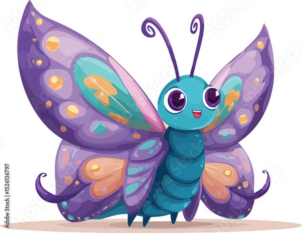 Obraz Butterfly Character Outline Design: Cute, Elegant & Creative Line Art for Logos, Illustrations, and Kids Projects