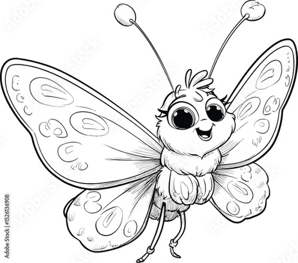 Obraz Butterfly Character Outline Design: Cute, Elegant & Creative Line Art for Logos, Illustrations, and Kids Projects