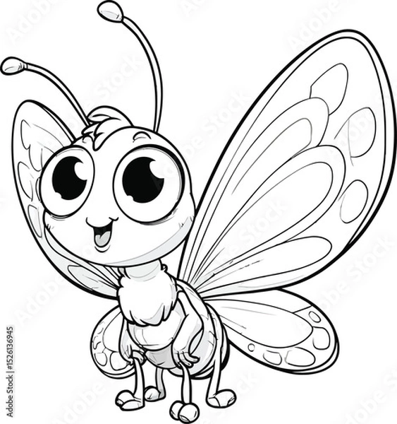 Obraz Butterfly Character Outline Design: Cute, Elegant & Creative Line Art for Logos, Illustrations, and Kids Projects