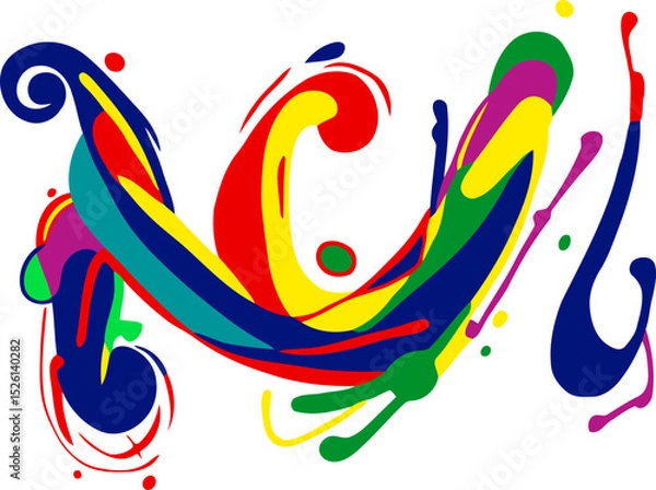Obraz Abstract colorful swirls and flowing curves create dynamic movement, like a symphony of rainbow colors. Isolated paint-like strokes, energetic artistic composition perfect for creative projects.
