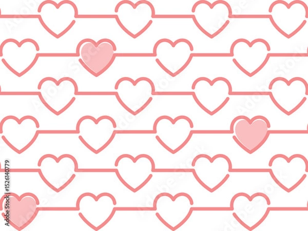 Fototapeta The seamless red background with hearts.
