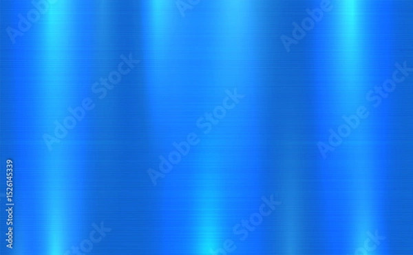 Fototapeta Vector blue metallic tones background. Abstract gradient bright and shiny light reflection brushed steel metal texture. Illustration for background, backdrop, web, wallpaper, print and design artwork.