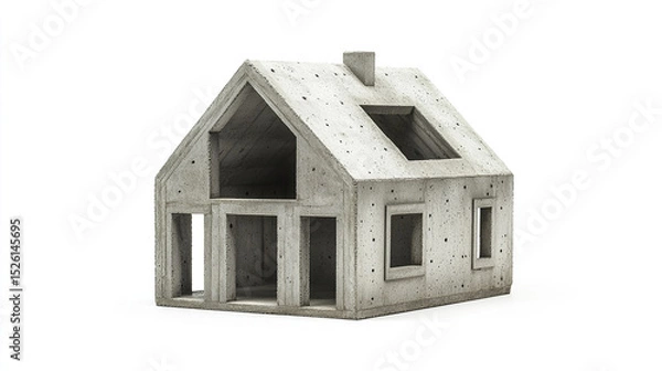Fototapeta modern concrete house model showcasing unique architectural design and structure