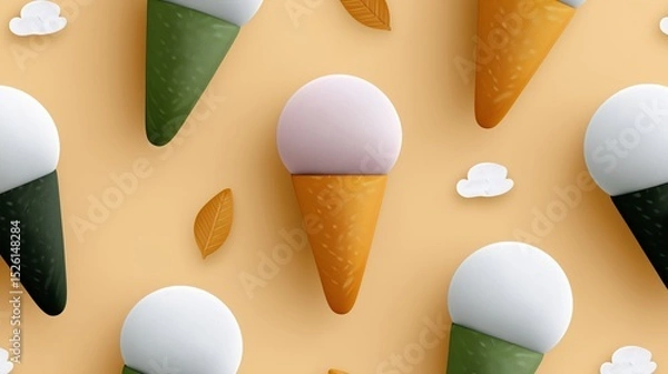 Fototapeta Colorful Ice Cream Cone Pattern