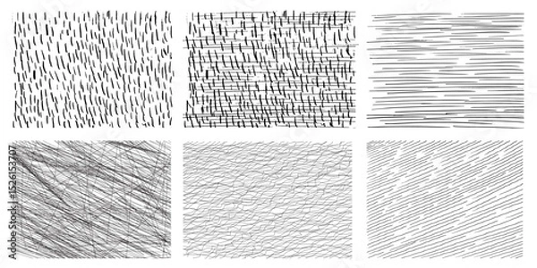 Fototapeta Set of crosshatch texture and background, line abstract, graphic horisontal ink monochrome line