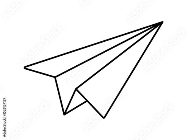 Fototapeta Vector isolated one single simple minimal paper plane toy colorless black and white contour line easy drawing