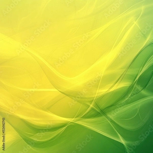 Fototapeta A green and yellow abstract background with smooth, flowing lines and a gradient effect.