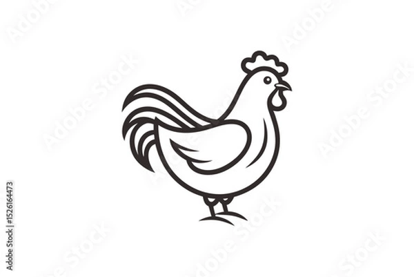 Fototapeta Simple and elegant chicken outline logo vector art illustration