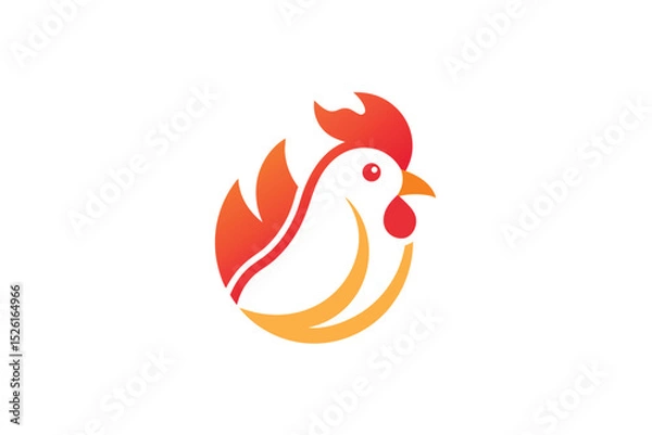 Fototapeta Minimalist chicken logo with modern flat design vector art illustration