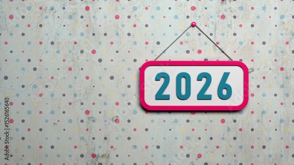 Obraz New Year 2026 Creative Design Concept with sign board - 3D Rendered Image