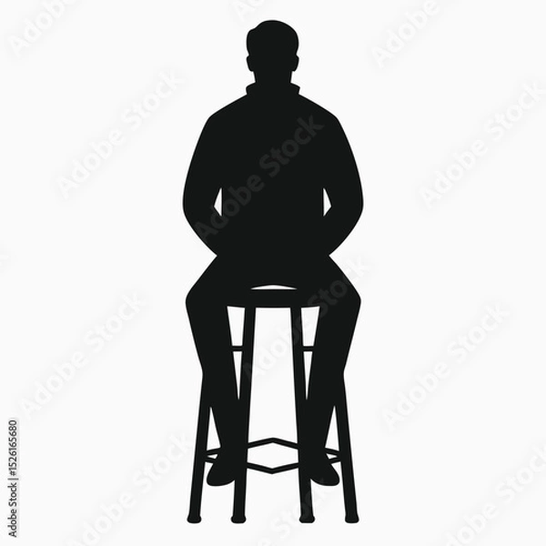 Fototapeta Silhouette of Man Resting on Bar Stool