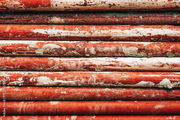 Fototapeta Metallic scaffolding stacked on construction site