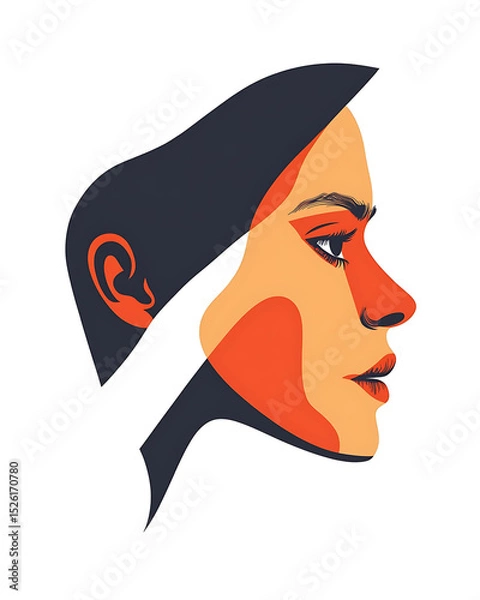 Obraz face asymmetry illustration for stroke warning infographic flat style