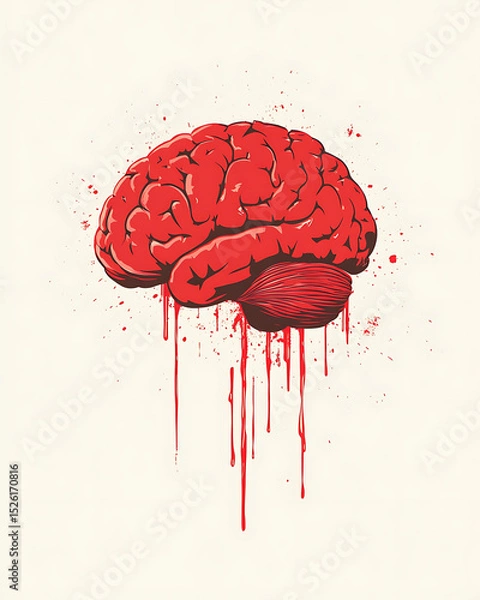 Obraz stroke campaign banner with red brain icon vector style