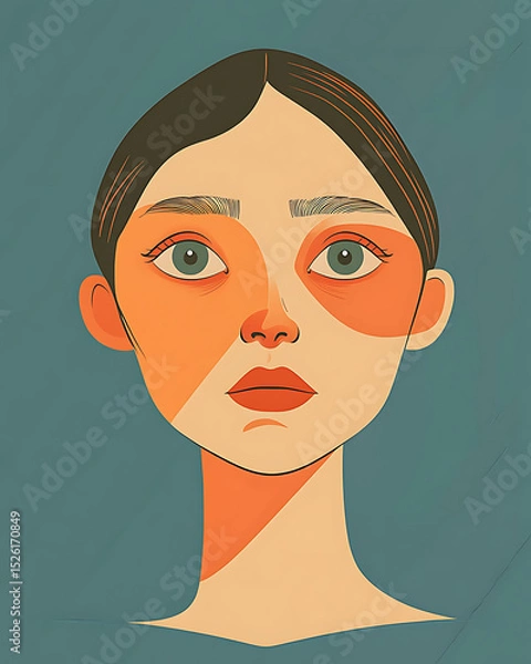 Obraz face asymmetry illustration for stroke warning infographic flat style
