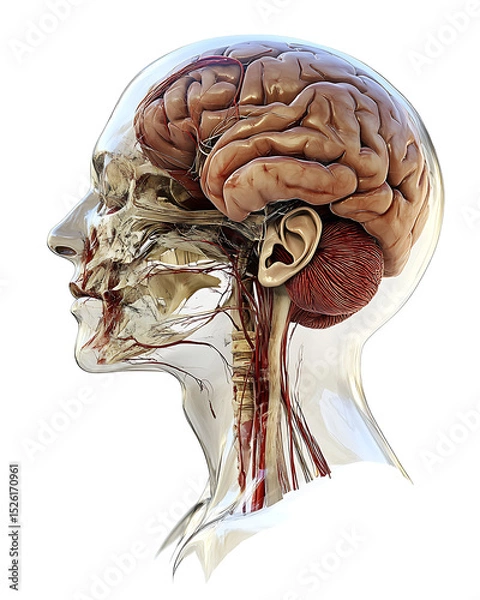 Obraz brain damage section showing stroke area 3d transparent style