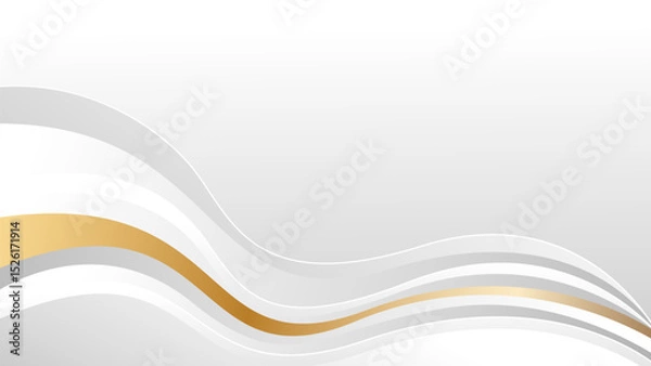 Obraz Elegant white and gray luxury wave background with gold accents. Abstract modern wallpaper for websites, cards, sale templates, business ads, awards, events and more
