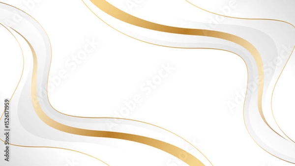 Obraz Elegant white and gold luxury wave background. Abstract modern wallpaper. Suitable for templates, banners, cards, covers, sales, events, awards, websites, web pages, and more