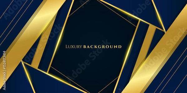Fototapeta Elegant dark blue and gold luxury abstract background suitable for banner, award, celebration, anniversary, promotion, advertisement