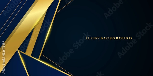 Fototapeta Elegant dark blue and gold luxury abstract background suitable for banner, award, celebration, anniversary, promotion, advertisement
