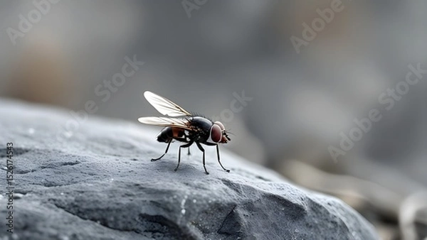 Obraz Fly Resting on a Natural Rock