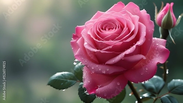 Obraz Vibrant Pink Rose in Full Bloom
