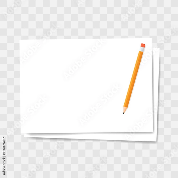 Obraz Blank sheets of paper with a pencil, perfect for branding mockups, design templates, and promotional materials
