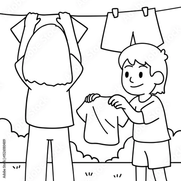 Fototapeta Coloring Book for Kids : Learning to Help Each Other