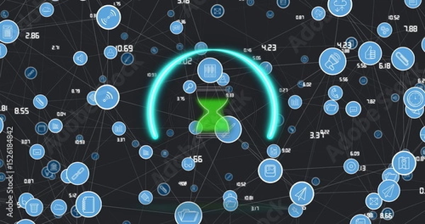 Obraz Image of hourglass over network of connections