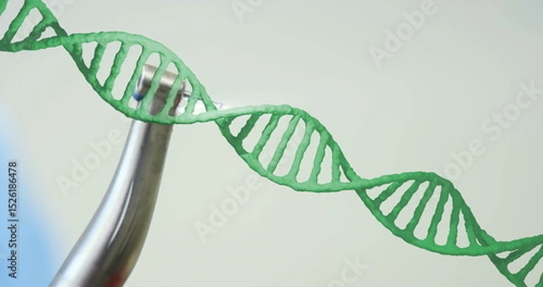 Obraz Image of dna strand over dental drill