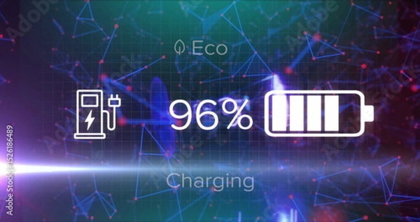 Obraz Image of eco charging isons over network of connections